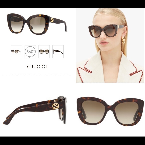 GUCCI CLASSIC CAT-EYE  HAVANA SUNGLASSES WITH GOLD “GG” LOGO SUNGLASSES main image 14